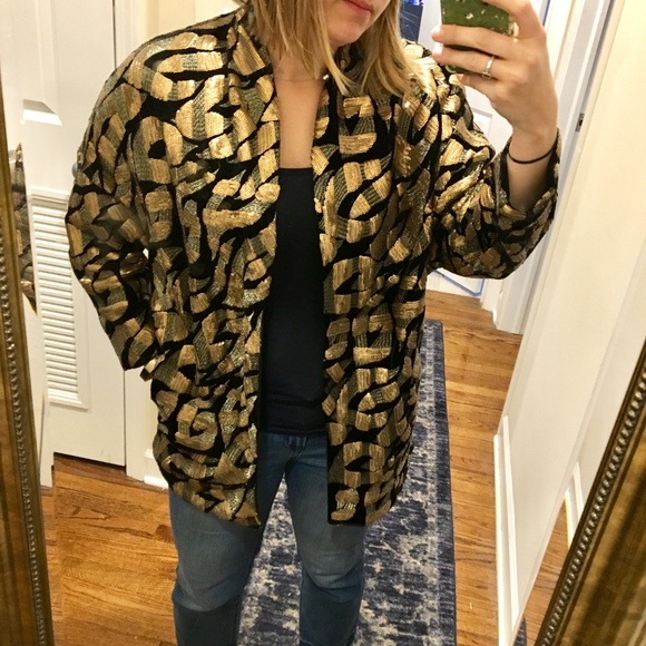 H&M Sequined Embroidered Metallic Cardigan Jacket - Picture 3 of 5